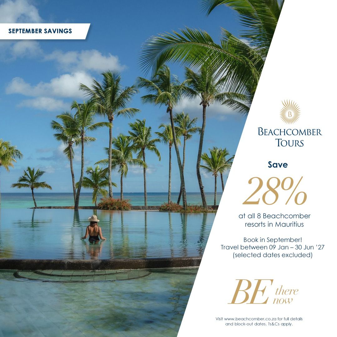 Beachcomber September Flash Sale offering 28% savings at all eight Mauritius resorts for selected travel dates from 9 January to 30 June 2027.