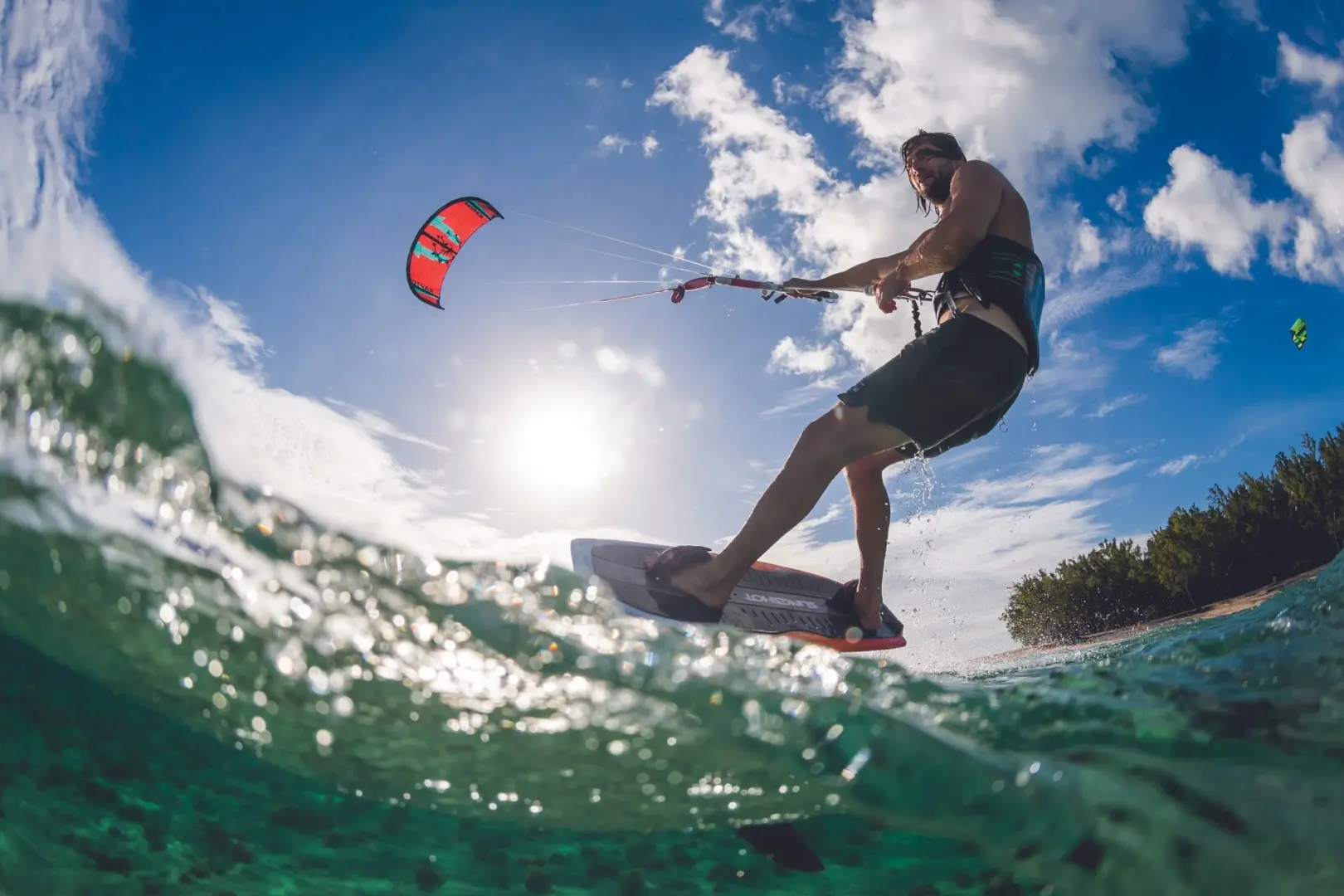 Kitesurfing at Dinarobin Beachcomber Golf Resort and Spa Mauritius